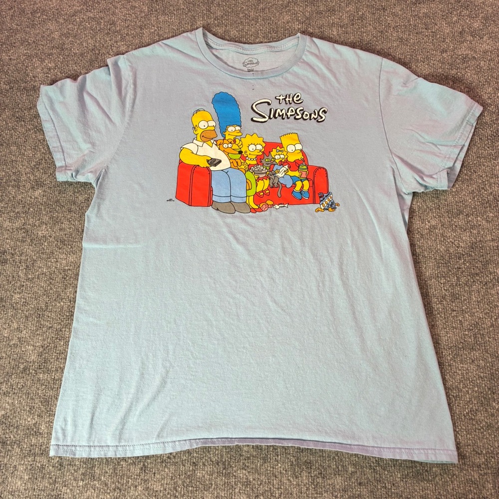 The Simpsons Graphic T Shirt Mens Large Blue‎ Couch Family Matt Groening